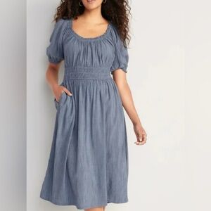 Old Navy Waist Defined Flutter Sleeve Smocked Dress -Size M